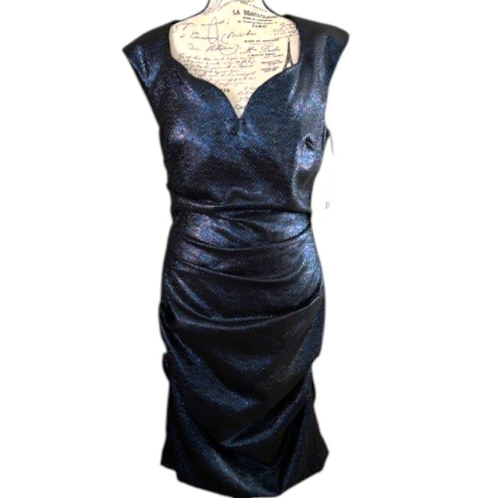 Nicole Miller Metallic Draped Cocktail Dress